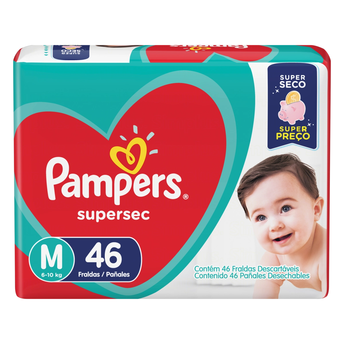 Fralda Descartável Infantil Pampers Supersec M Pacote 46 Unidades