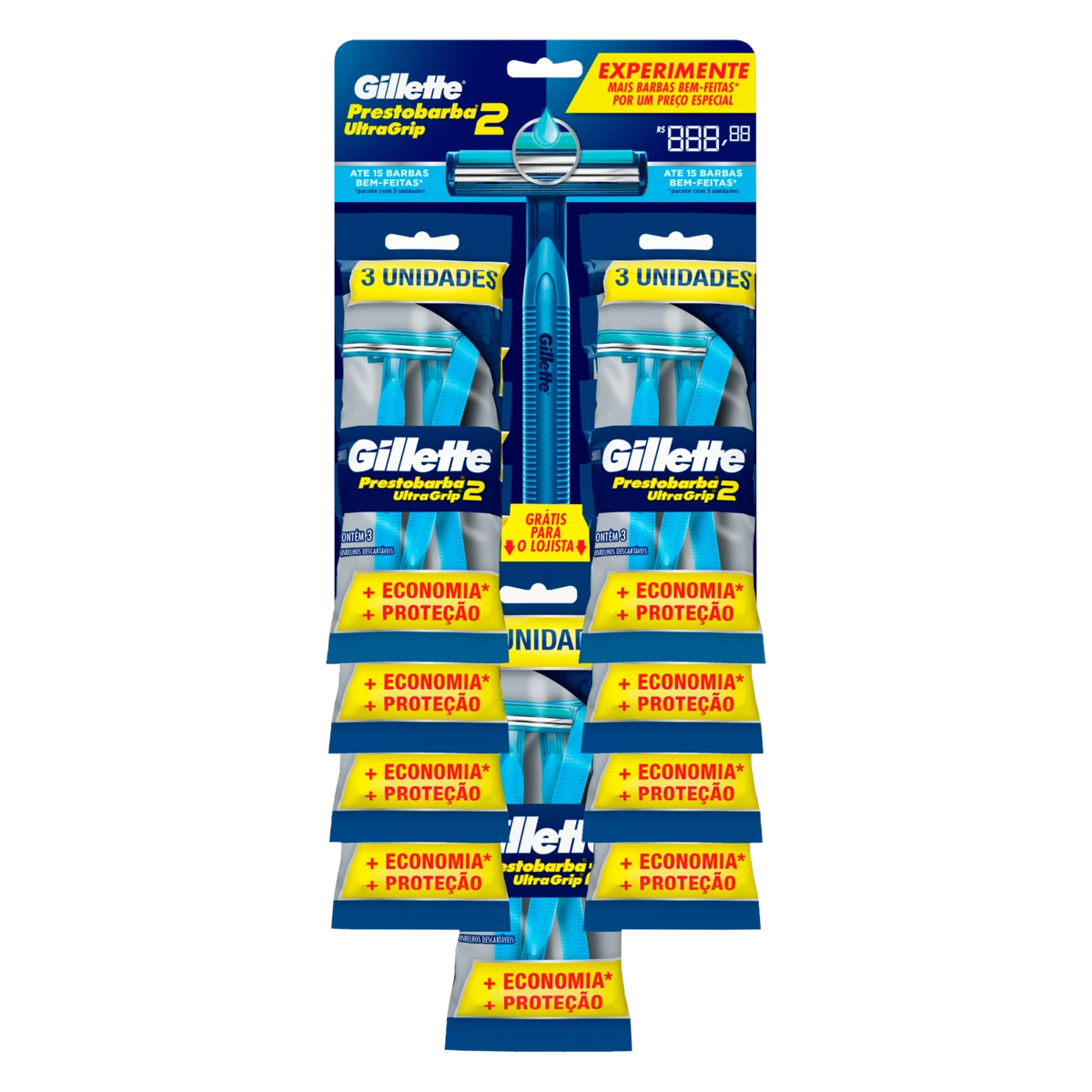 Pack Aparelho Descartável Para Barbear Gillette Prestobarba2 Ultragrip 9 Unidades