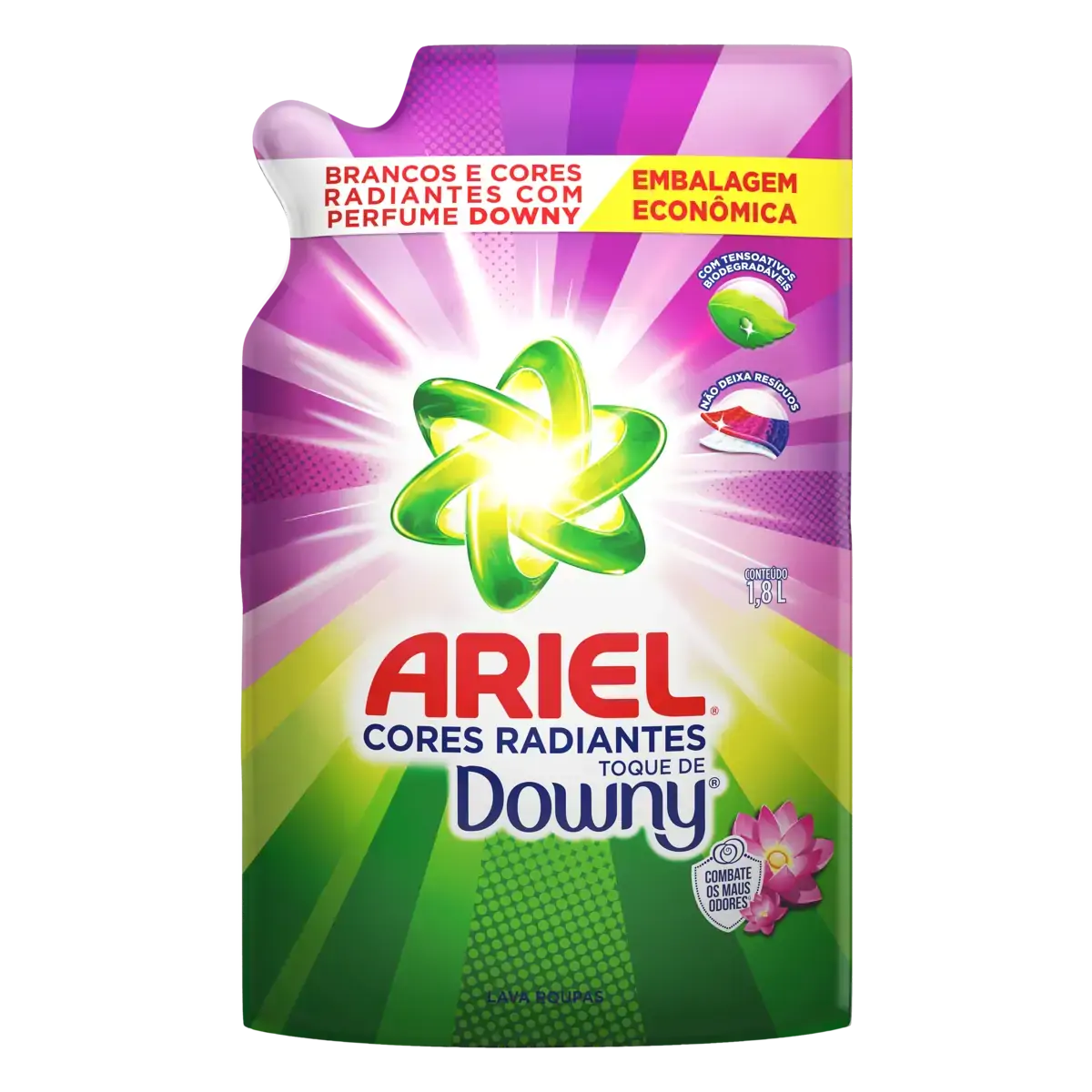 Lava Roupas Líquido Roupas Brancas Ariel Cores Radiantes Toque De Downy Sachê 1,8l Embalagem Econômi