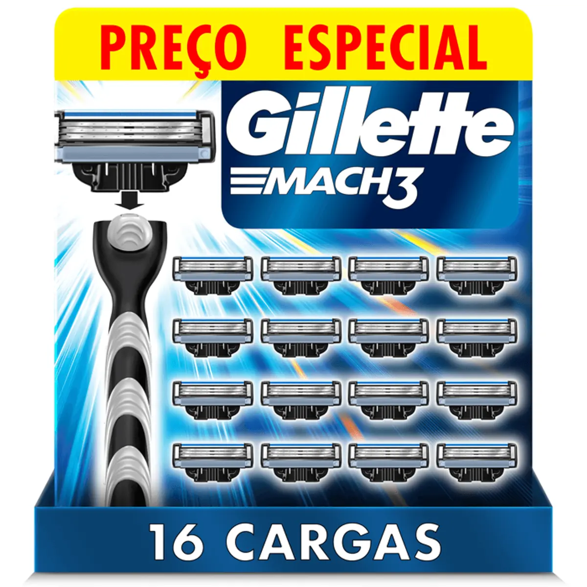 Carga De Aparelho Para Barbear Gillette Mach3 16 Unidades