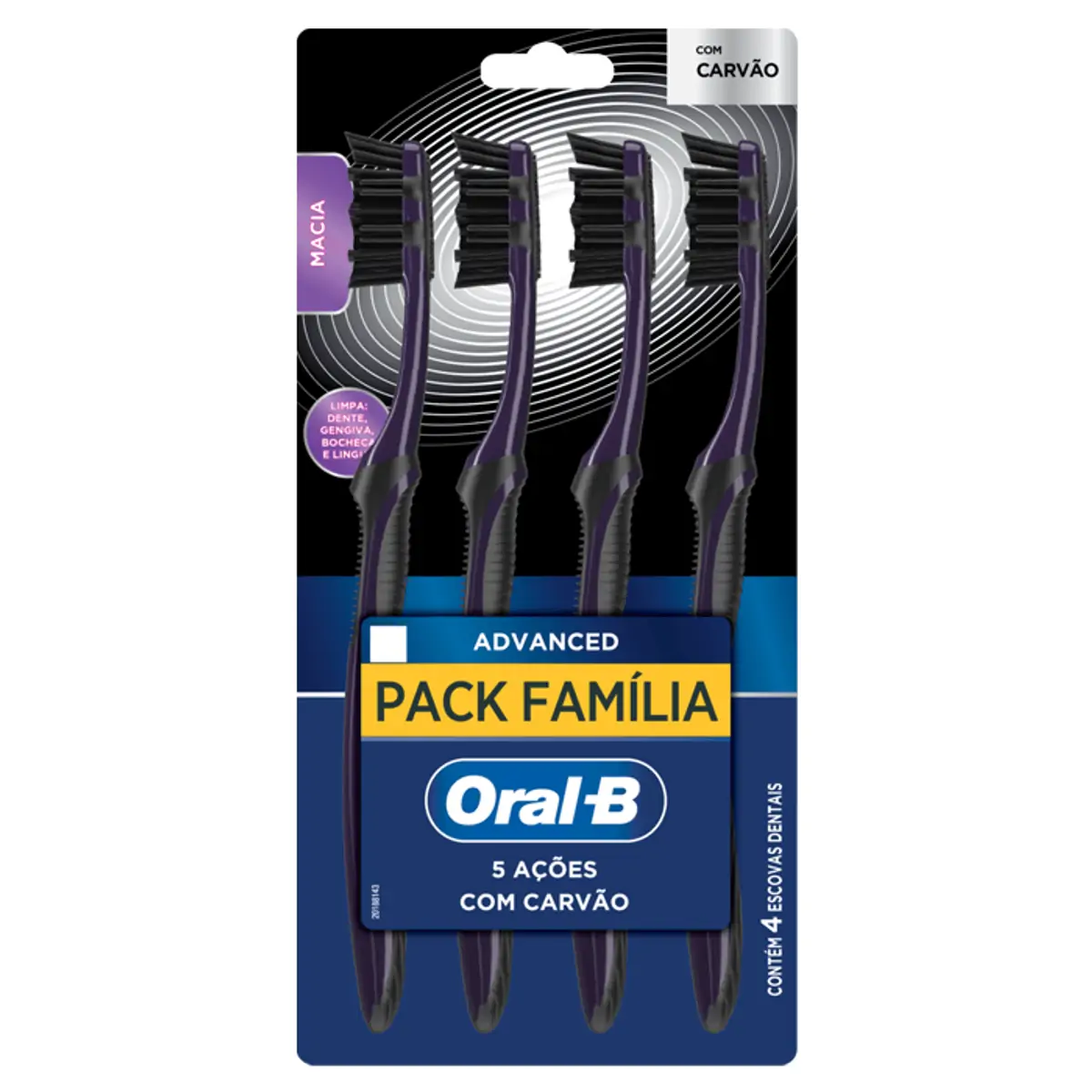 Escova Dental Macia Advanced Oral B 3d White 4 Unidades