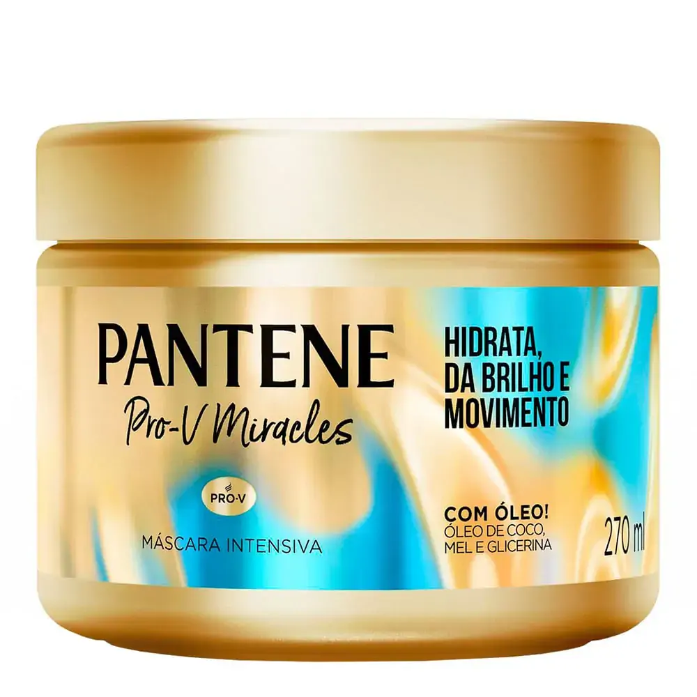 Máscara Intensiva Pantene Hidrata, da Brilho e Movimento 270 ml