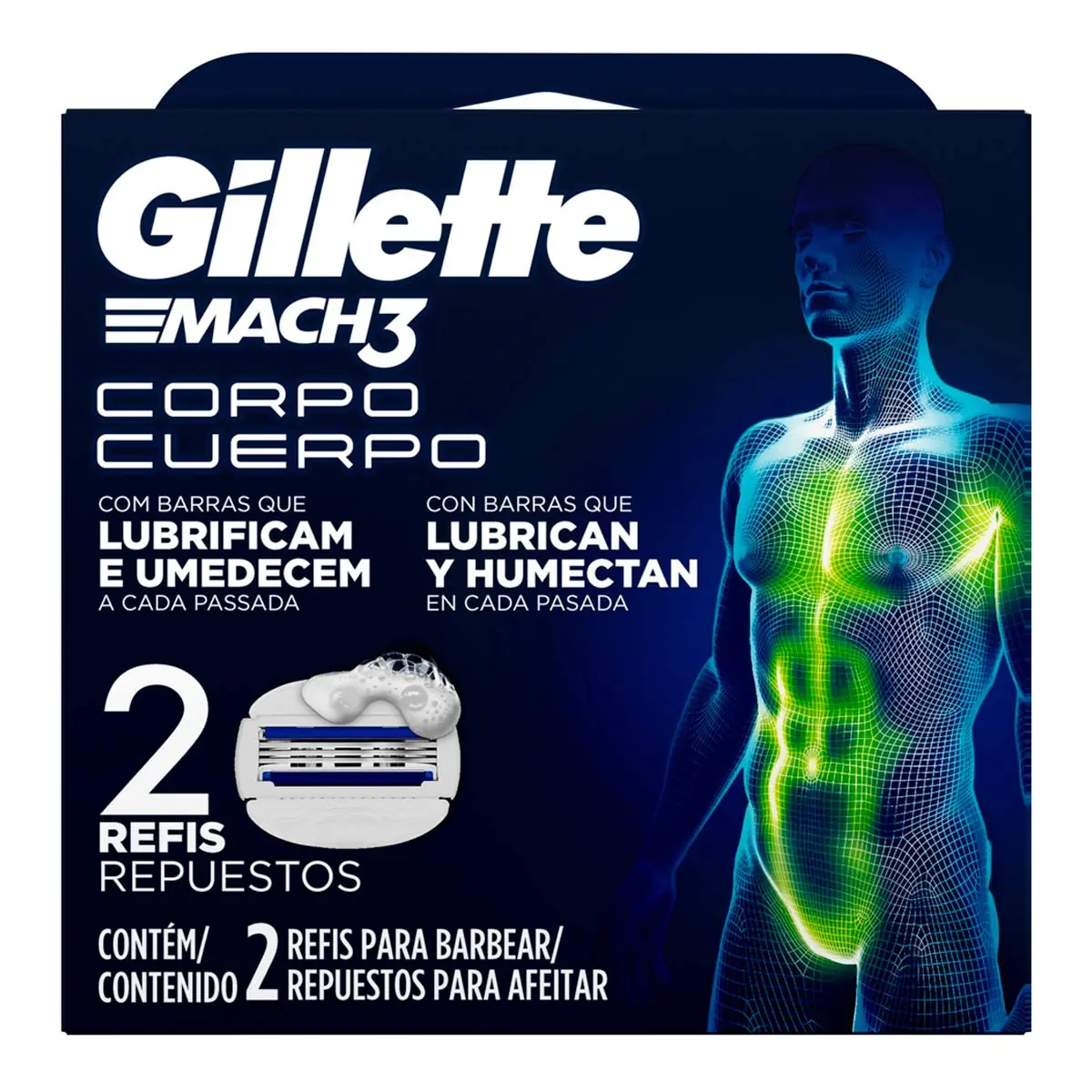 Carga De Aparelho Corpo Gillette Mach3 2 Unidades