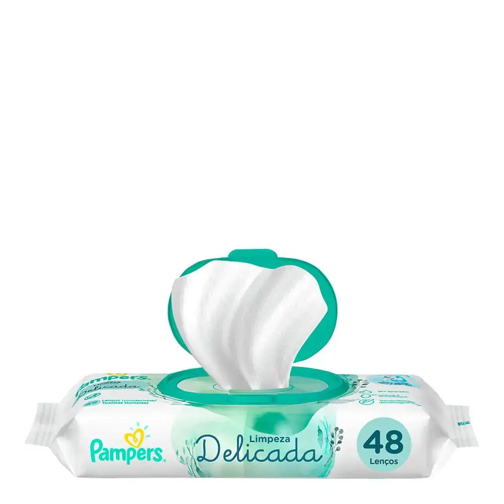 Lenço Umedecido Pampers Limpeza Delicada Pacote 48 Unidades