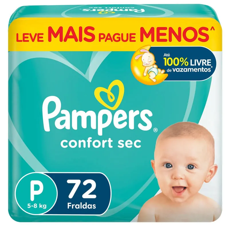 Fralda Descartável Pampers Confort Sec P 72 Unidades
