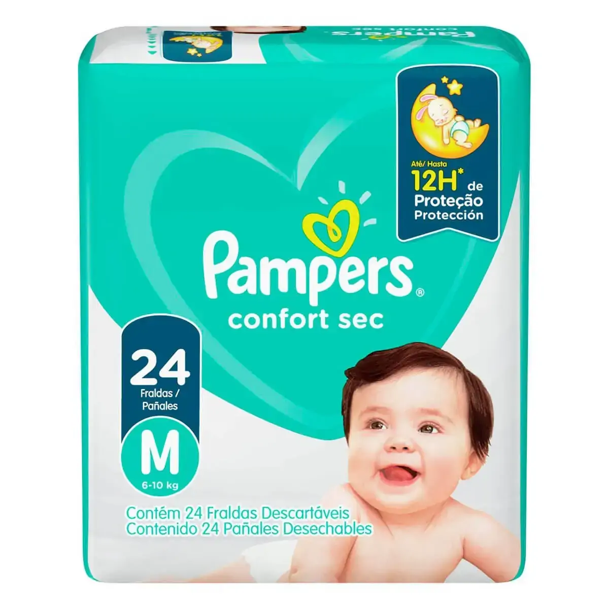 Fralda Descartável Infantil Pampers Confort Sec M Pacote 24 Unidades