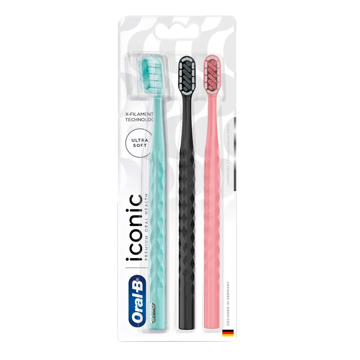 Escova Dental Ultra Soft Oral B Iconic 3 Unidades