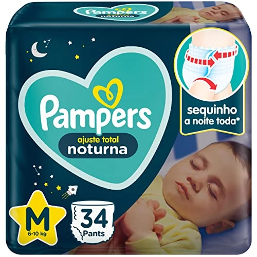 Fralda Descartável Infantil Pants Noturna Pampers M Pacote 34 Unidades