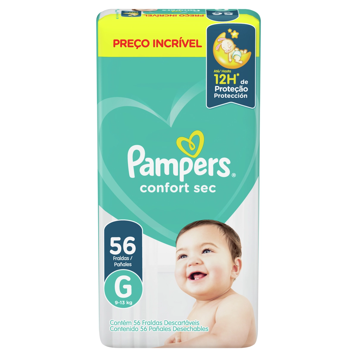 Fralda Descartável Infantil Pampers Confort Sec G Pacote 56 Unidades