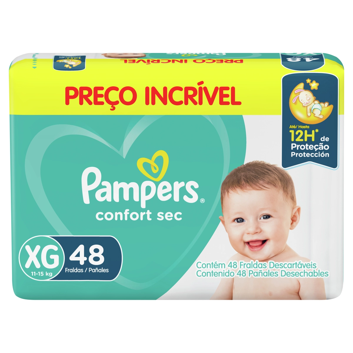 Fralda Descartável Infantil Pampers Confort Sec Xg Pacote 48 Unidades