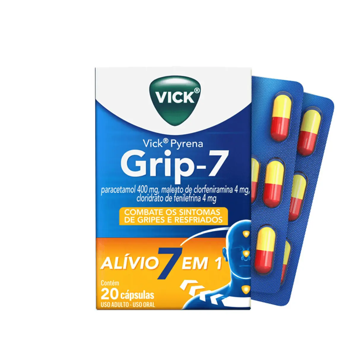 Grip 7 Vick Pyrena Caixa 20 Cápsulas