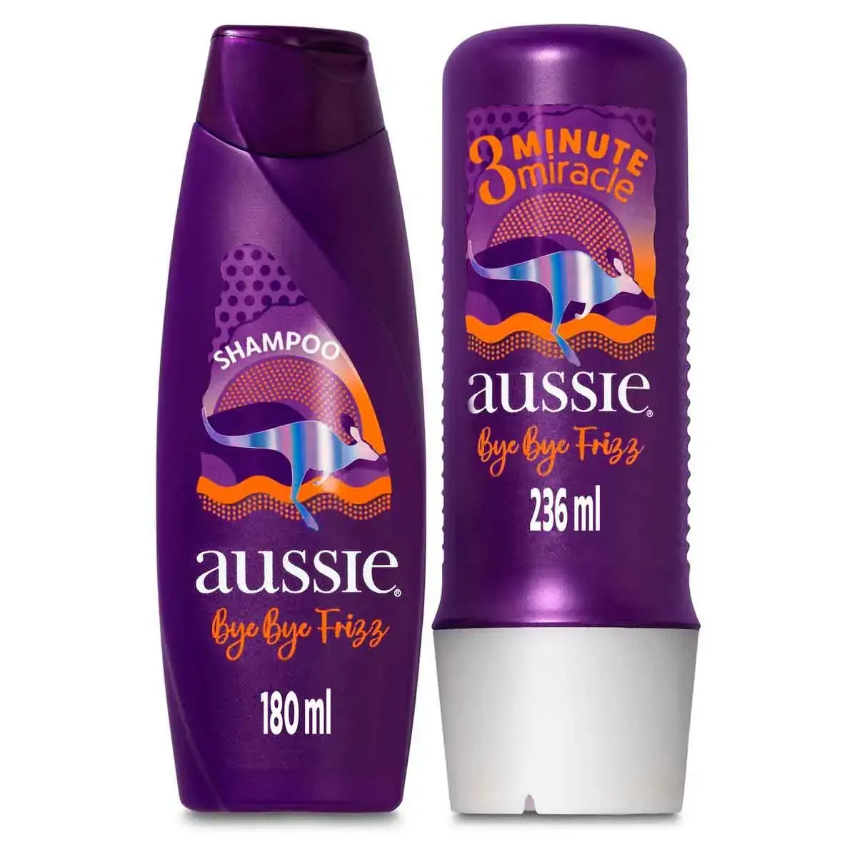 Kit Shampoo 180ml Condicionador 236ml Aussie Bye Bye Frizz