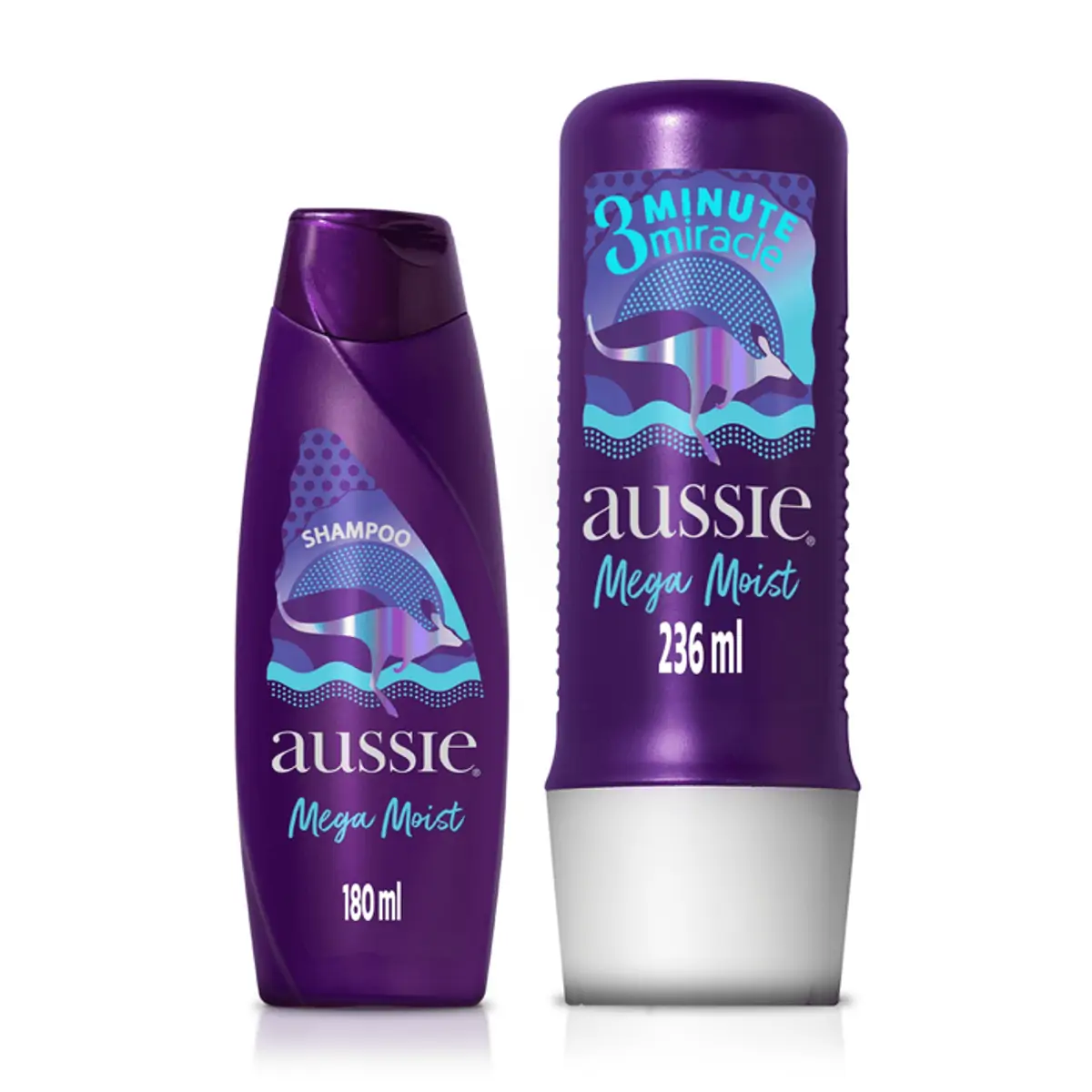 Kit Shampoo 180ml Condicionador 236ml Aussie Mega Moist