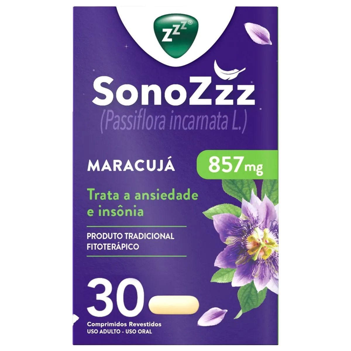 Passiflora 857mg Sonozzz Caixa 30 Comprimidos Revestidos