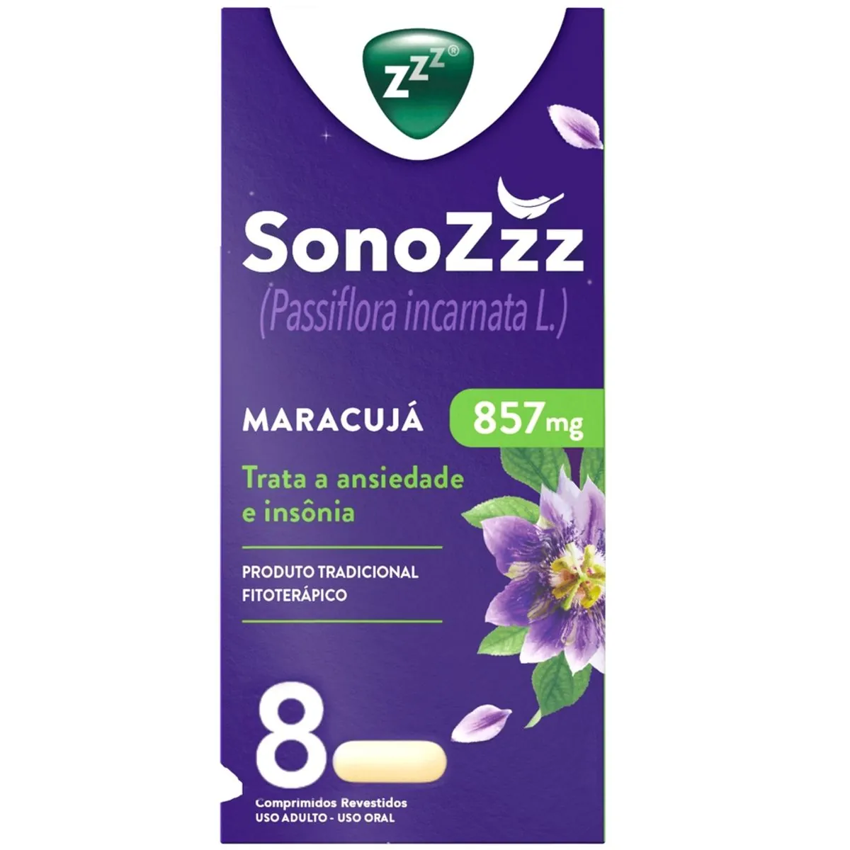 Passiflora 857mg Sonozzz Caixa 8 Comprimidos Revestidos