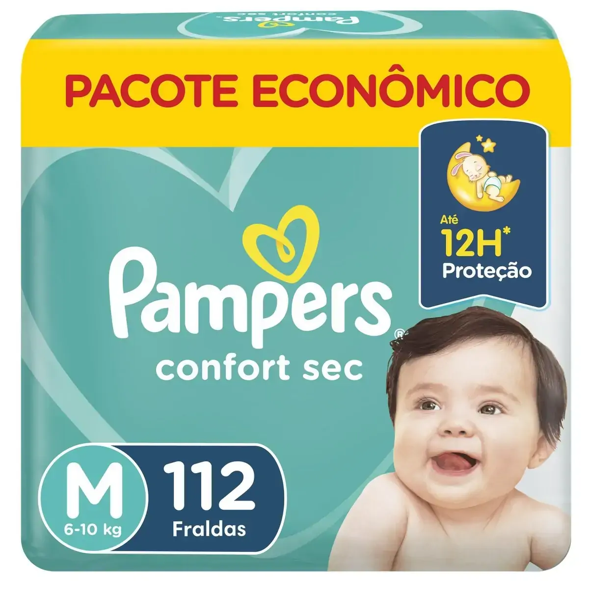 Fralda Descartável Infantil Pampers Confort Sec M Pacote Econômico 112 Unidades