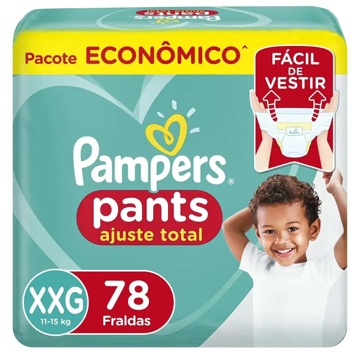 Fralda Descartável Infantil Pants Pampers Ajuste Total Xxg Pacote Econômico 78 Unidades