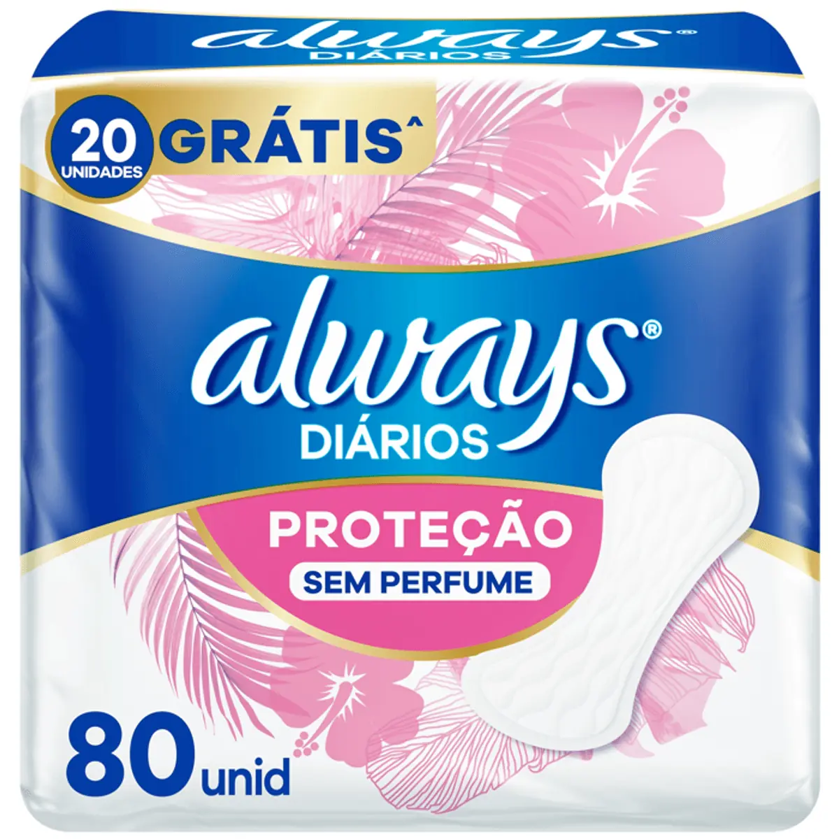 Protetor Diário Always Proteção Sem Perfume 80 Unidades
