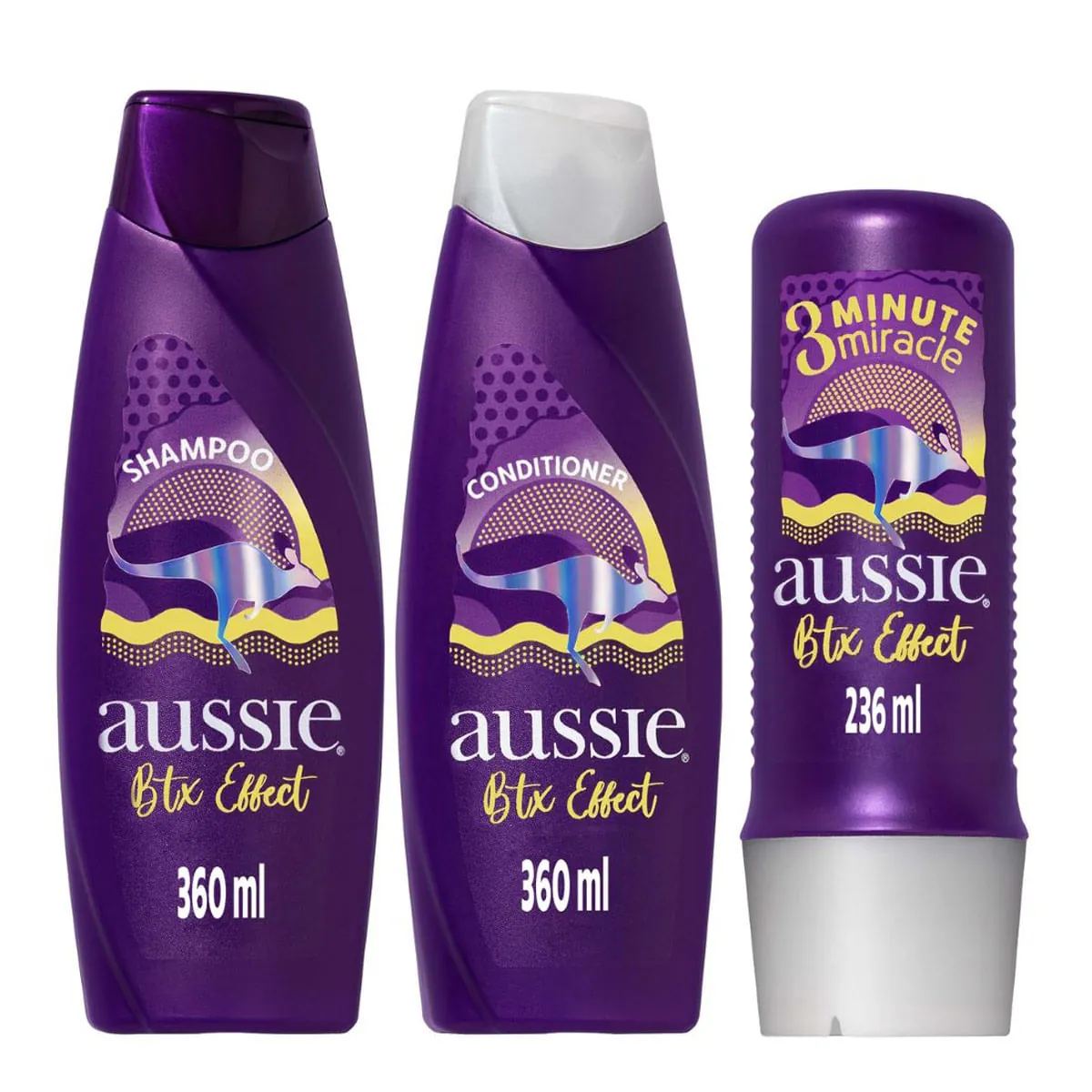 Kit Shampoo 360ml Condicionador 360ml Máscara De Hidratação 3 Minute Miracle 236ml Aussie Btx Effect