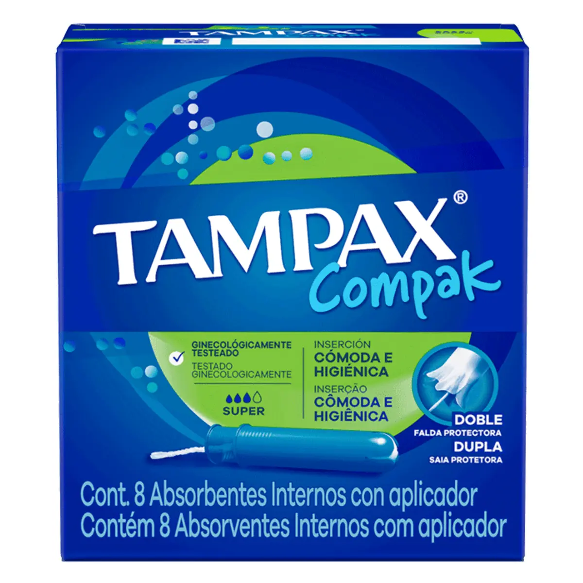Absorvente Interno Tampax Compak Super com Aplicador 8 Unidades