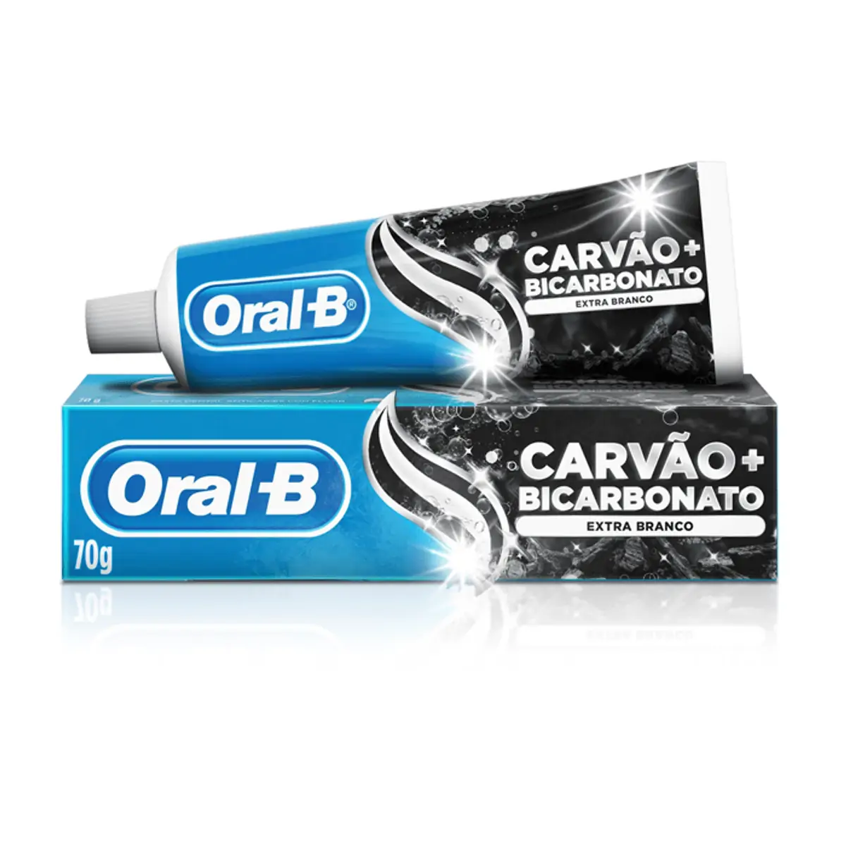 Creme Dental Bicarbonato De Sódio E Carvão Oral B Extra Branco Caixa 70g