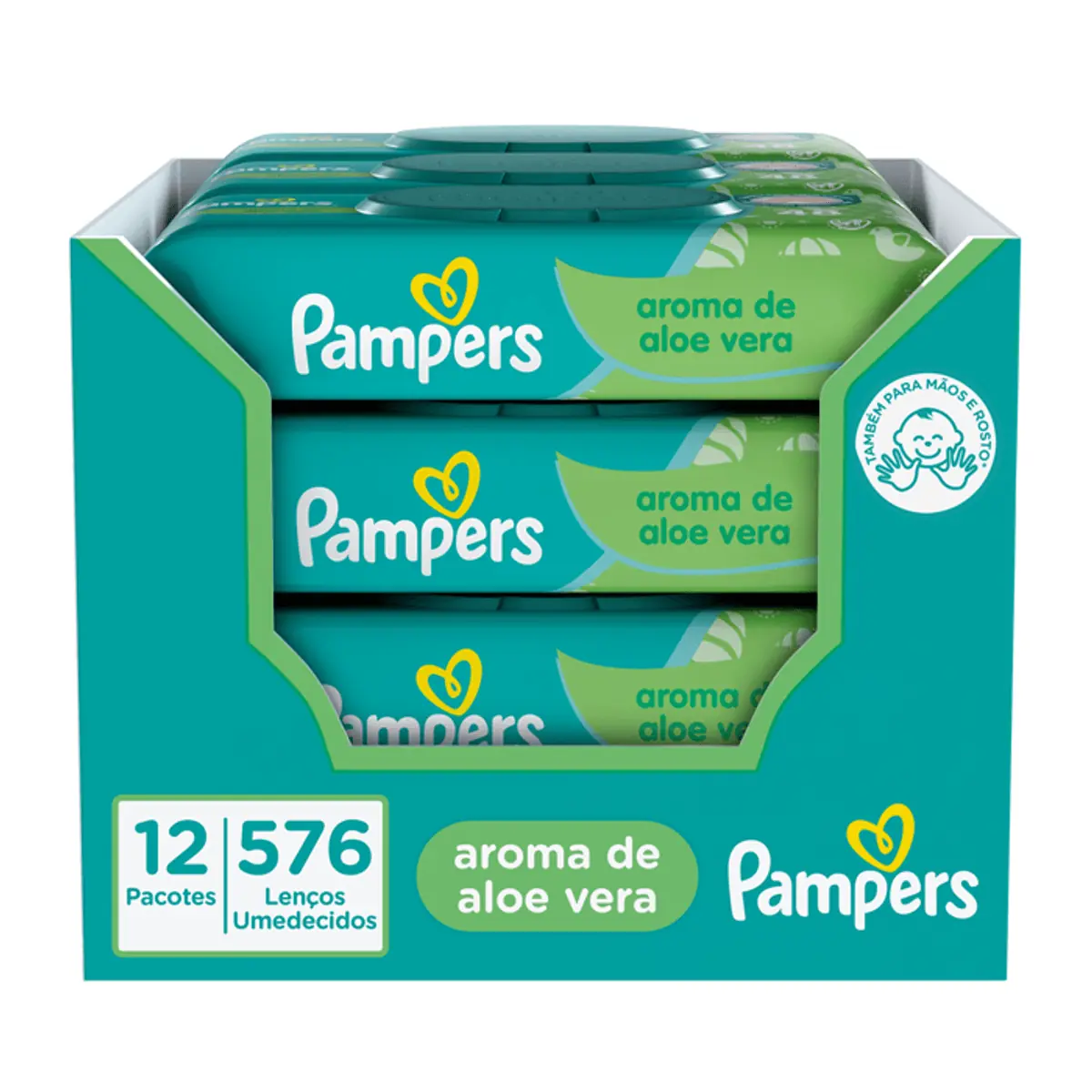 Pack Lenço Umedecido Infantil Aloe Vera Pampers Pacote 12 Unidades