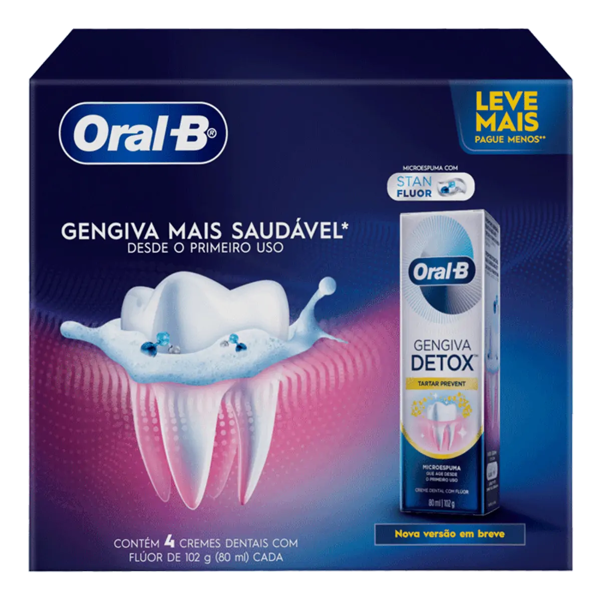 Pack Creme Dental Oral B Gengiva Detox Caixa 4 Unidades 102g Cada Leve Mais Pague Menos