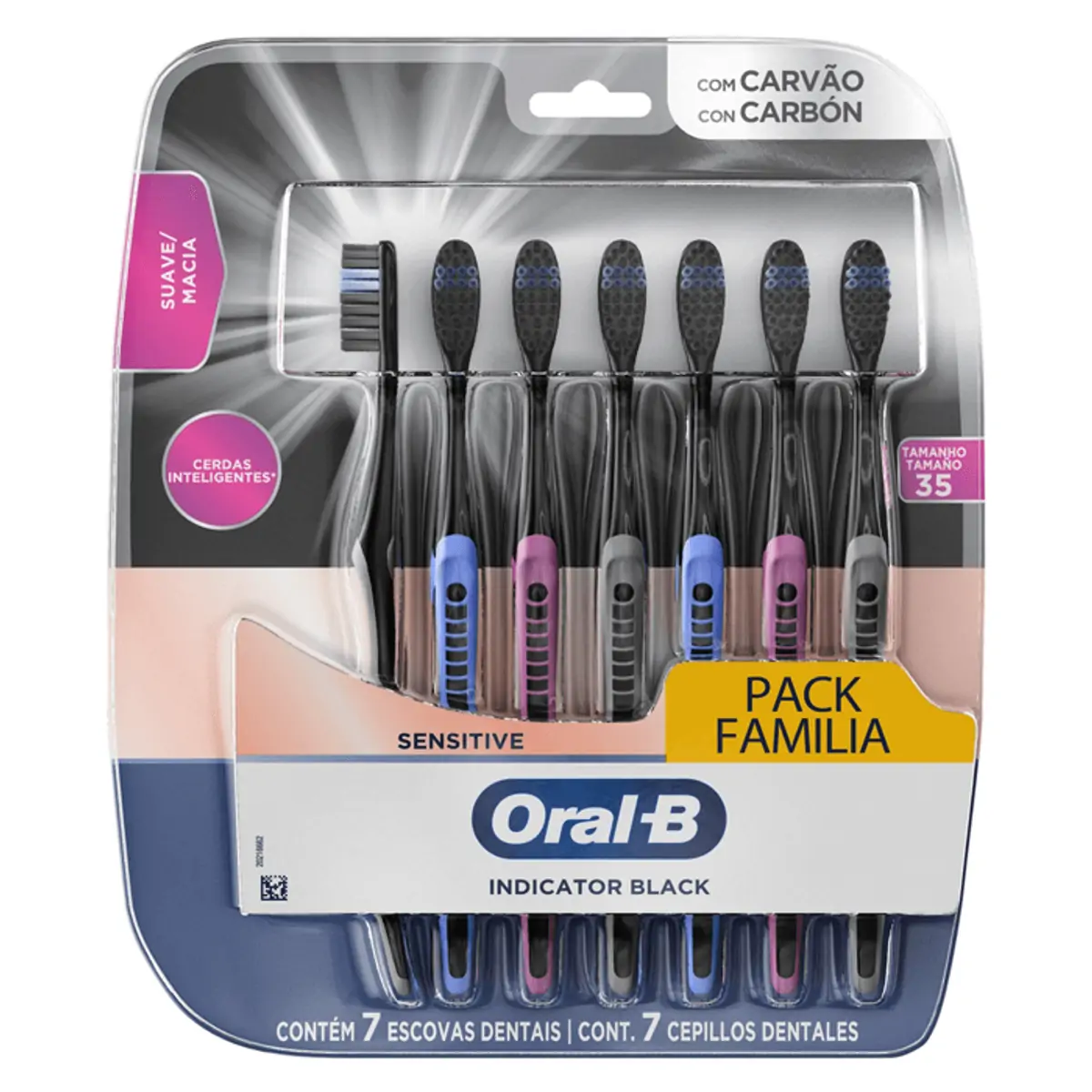 Escova Dental Suave E Macia Carvão Sensitive Oral B Indicator Black 35 7 Unidades