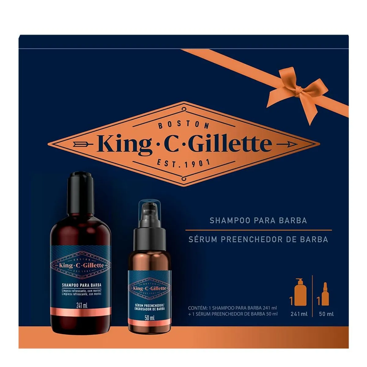 Kit Shampoo 241ml Sérum Preenchedor Para Barba 50ml King.c.gillette
