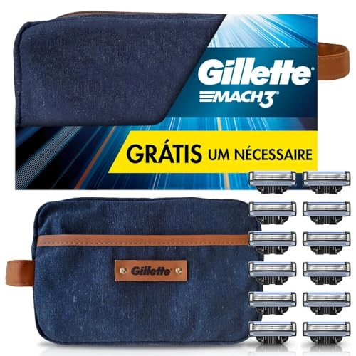 Kit 12 Cargas De Aparelho Para Barbear Gillette Mach3 Grátis Nécessaire