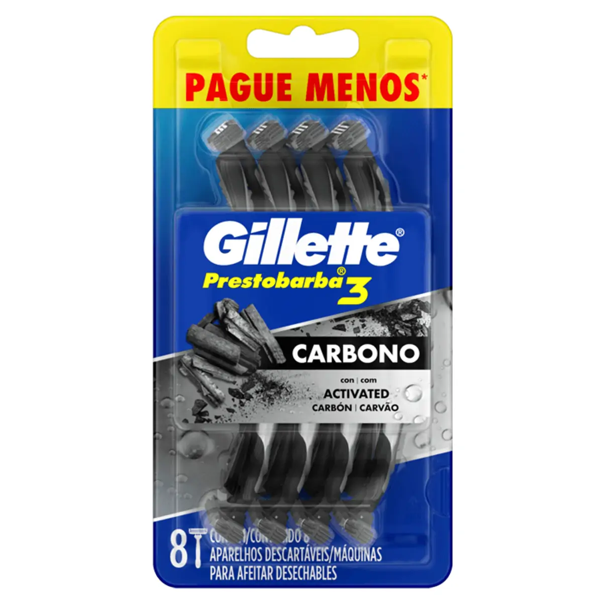 Aparelho Descartável Para Barbear Gillette Prestobarba3 Carbono 8 Unidades Pague Menos