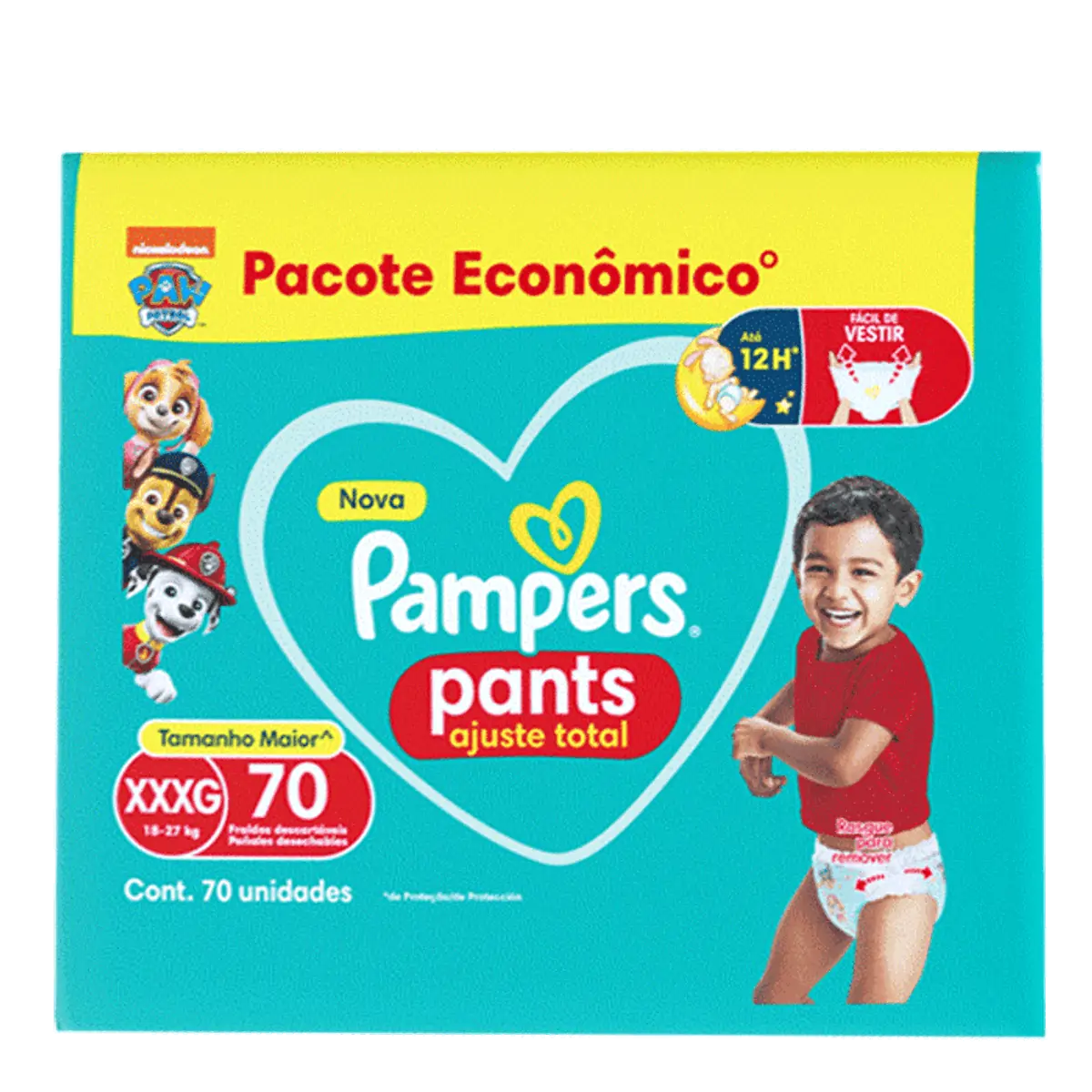 Fralda Descartável Infantil Pants Pampers Ajuste Total Xxxg 70 Unidades Pacote Econômico