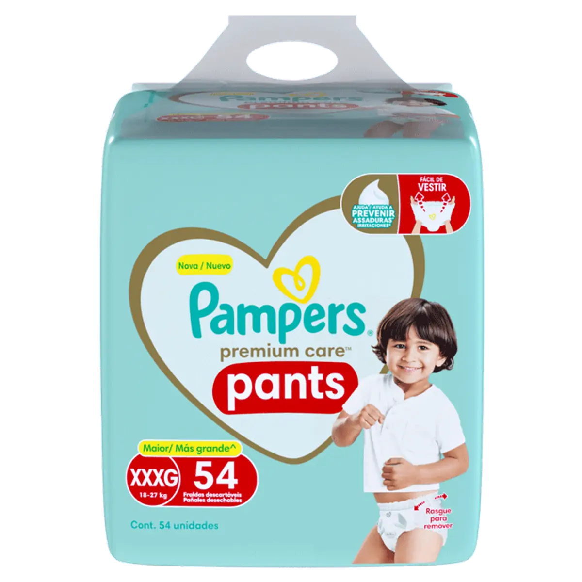 Fralda Descartável Infantil Pants Pampers Premium Care Xxxg Pacote 54 Unidades