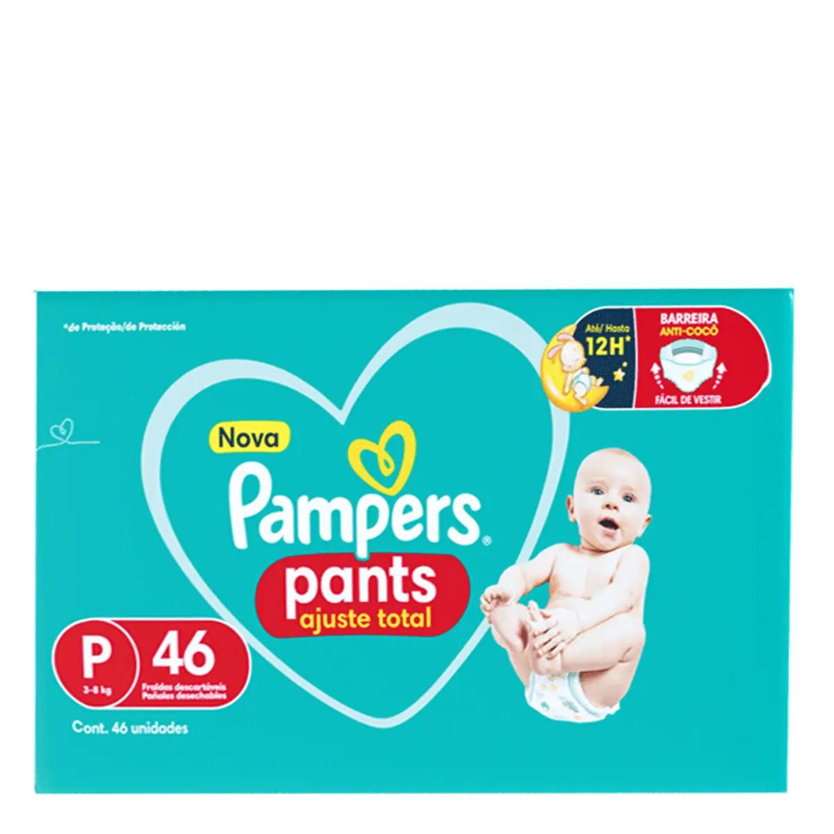 Fralda Descartável Infantil Pants Pampers Ajuste Total P Pacote 46 Unidades