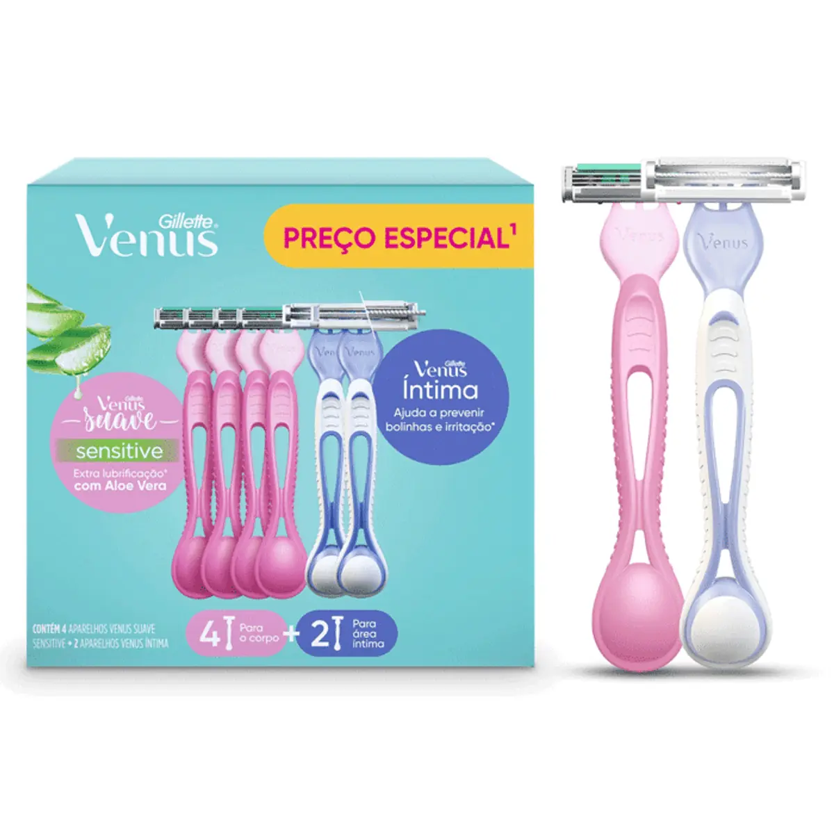 Kit 4 Aparelhos Descartáveis Para Depilar Suave Sensitive 2 íntima Gillette Venus