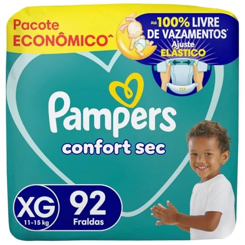 Fralda Descartável Infantil Pampers Confort Sec Xg 92 Unidades Pacote Econômico