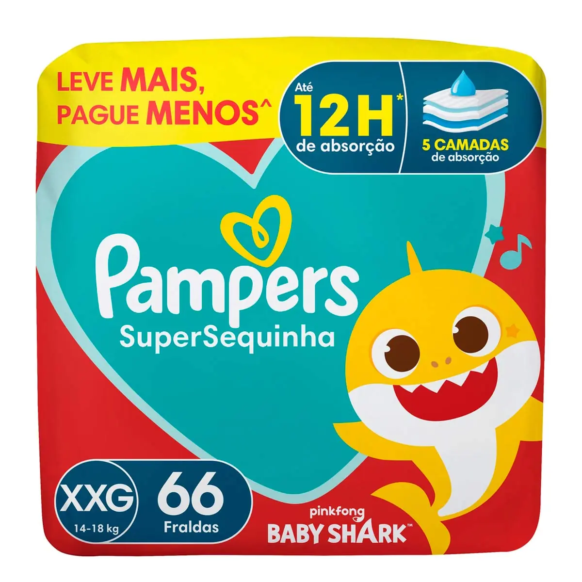 Fralda Descartável Infantil Pampers Supersequinha Xxg Pacote 66 Unidades Leve Mais Pague Menos