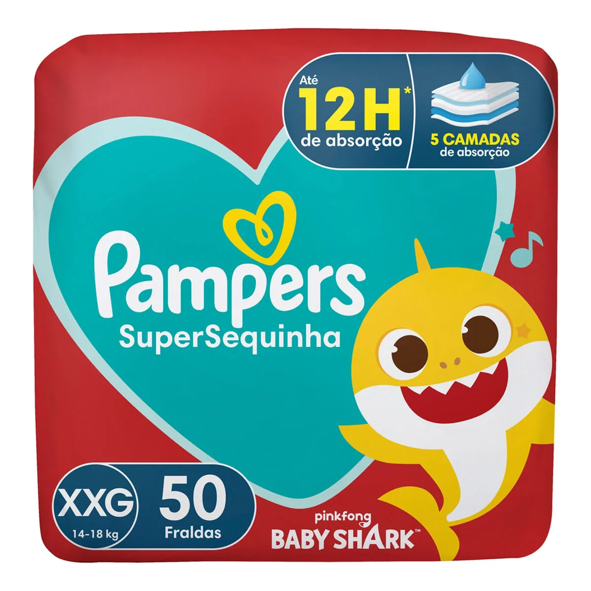 Fralda Descartável Infantil Pampers Supersequinha Xxg Pacote 50 Unidades