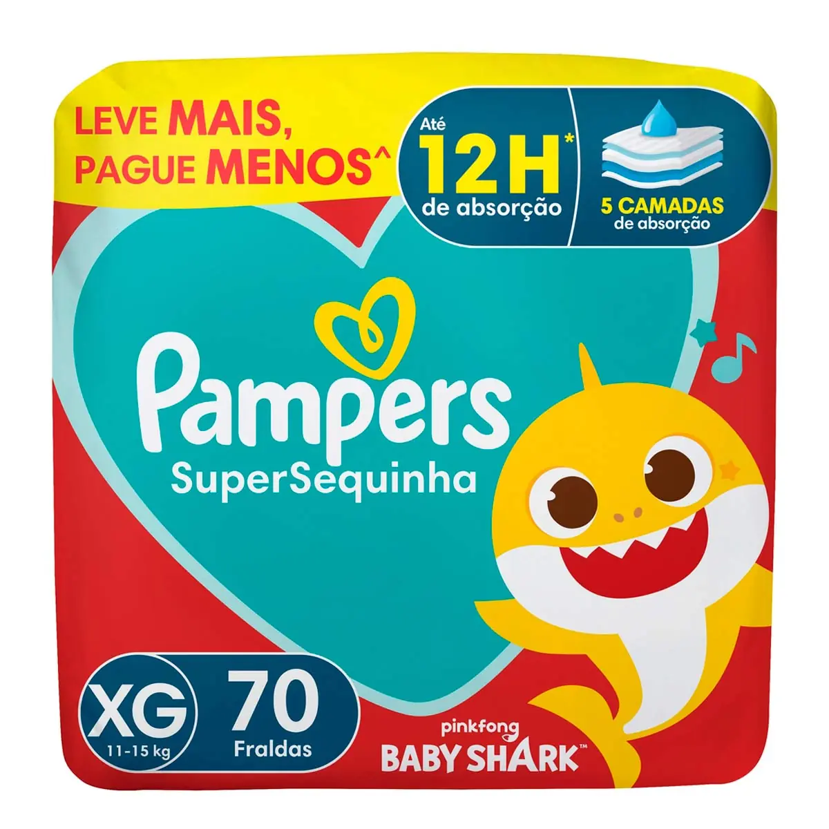 Fralda Descartável Infantil Pampers Supersequinha Xg Pacote 70 Unidades Leve Mais Pague Menos