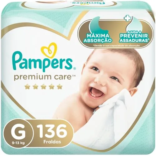 Pack Fralda Descartável Infantil Pampers Premium Care G Pacote 2 Unidades