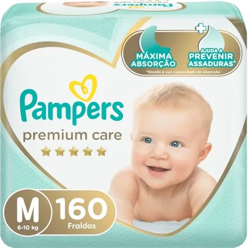Pack Fralda Descartável Infantil Pampers Premium Care M Pacote 2 Unidades