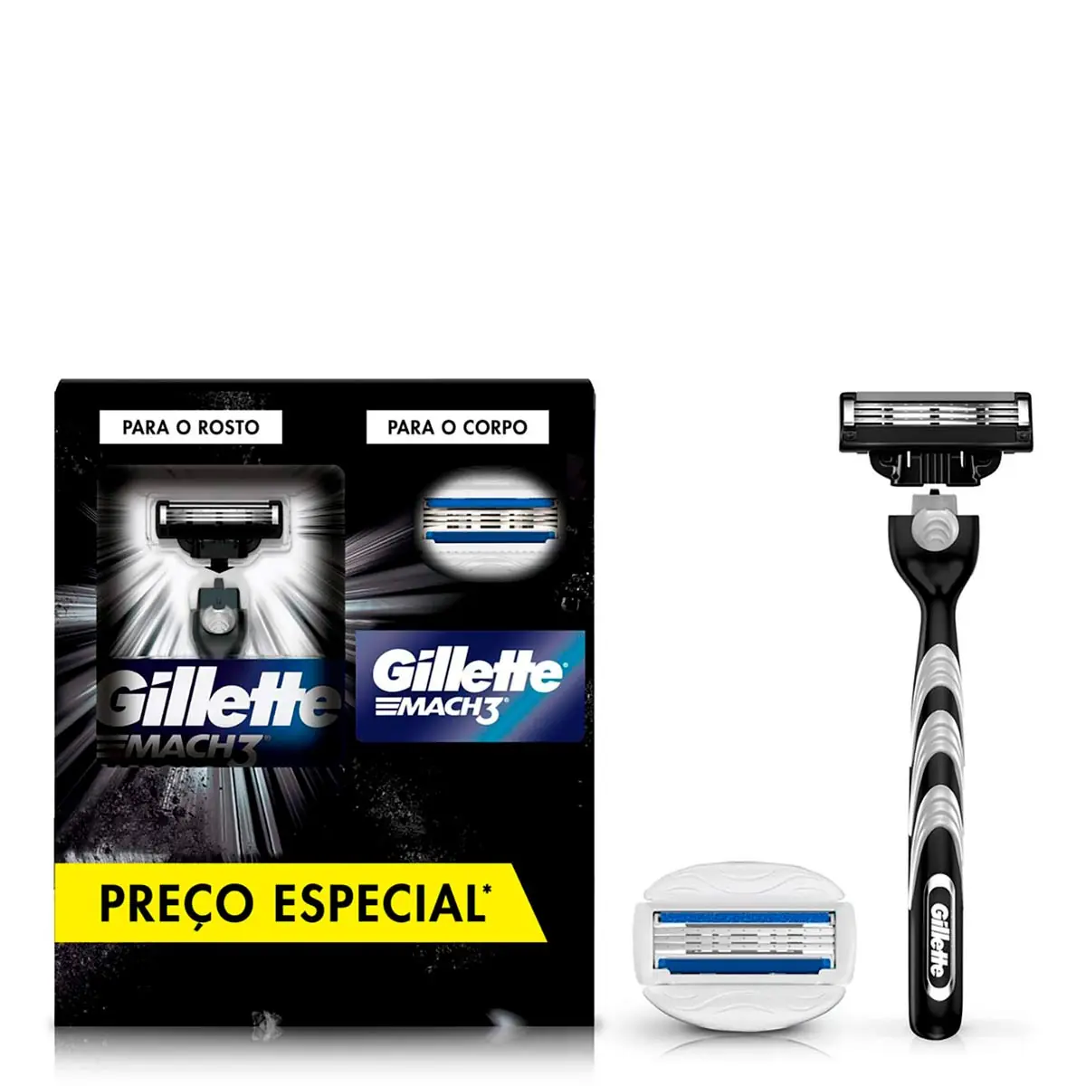 Kit Aparelho Recarregável E Carga Carbono Carga Para Barbear Gillette Mach3