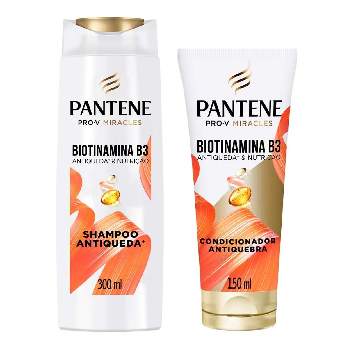 Kit Shampoo 300ml Condicionador Antiquebra 150ml Pantene Biotinamina B3 Antiqueda Nutrição