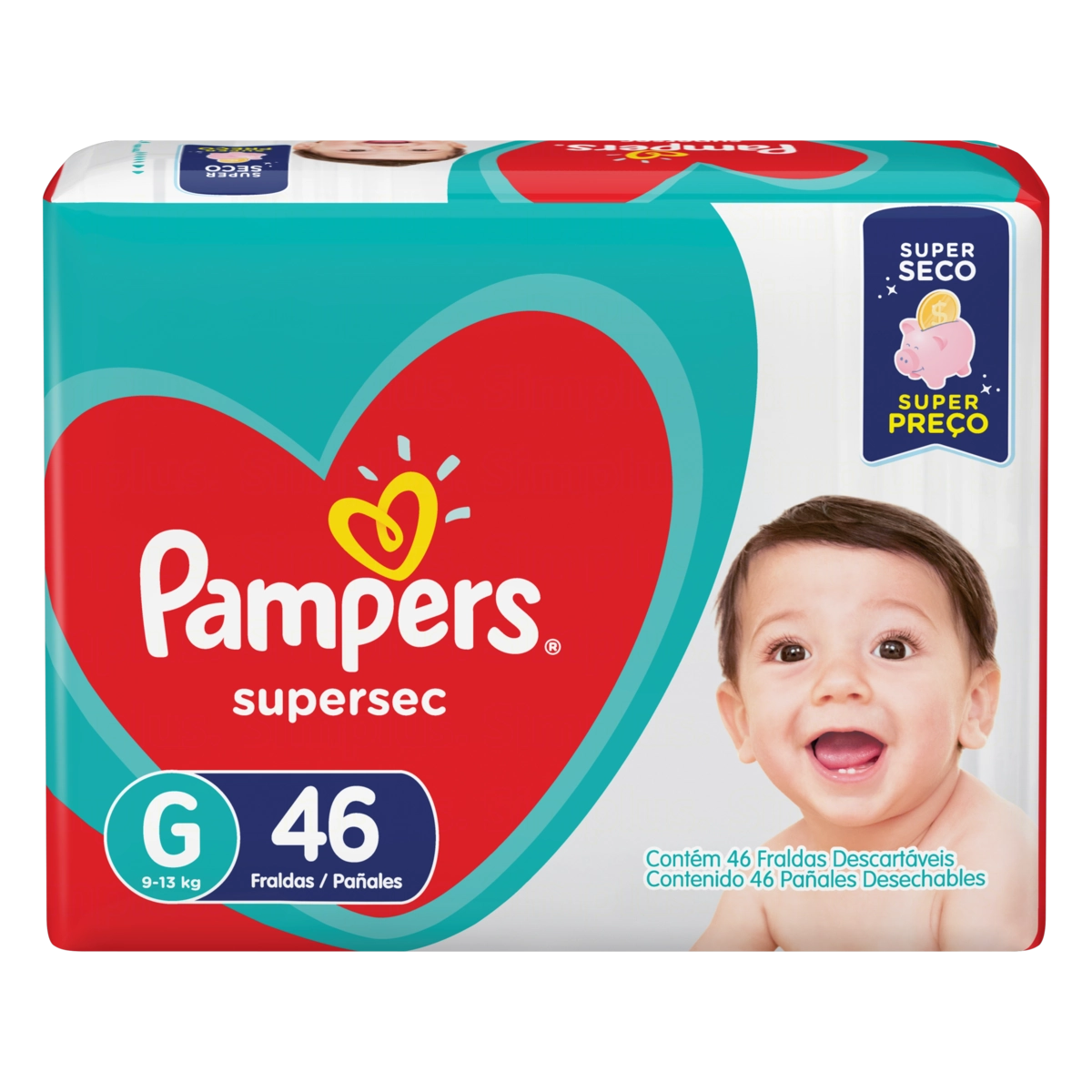 Fralda Descartável Infantil Pampers Supersec G Pacote 46 Unidades