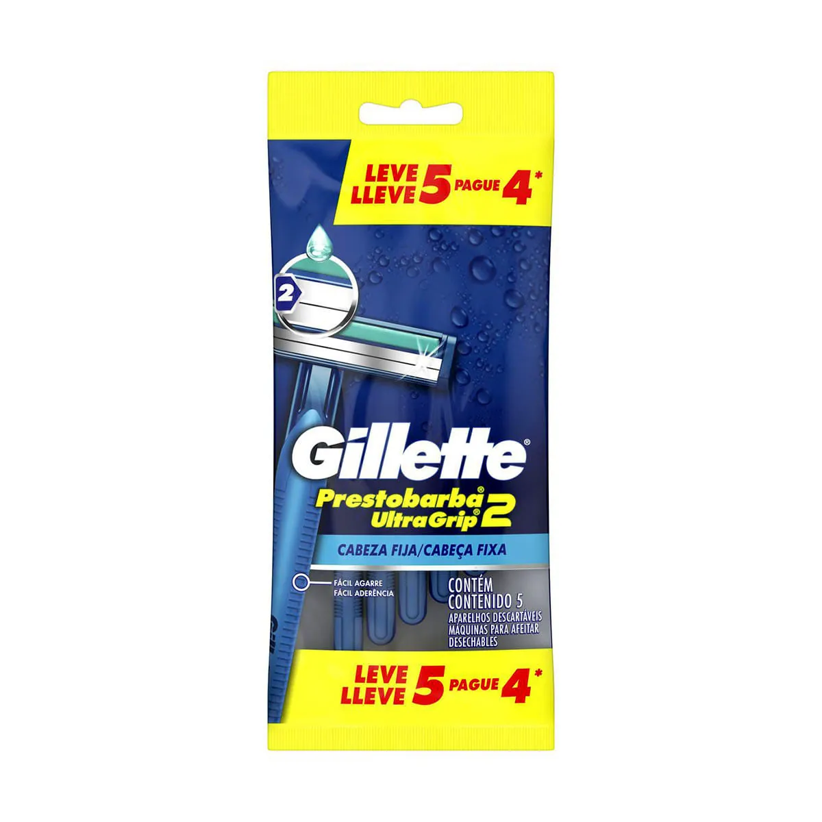 Aparelho Descartável Para Barbear Gillette Prestobarba Ultragrip 5 Unidades