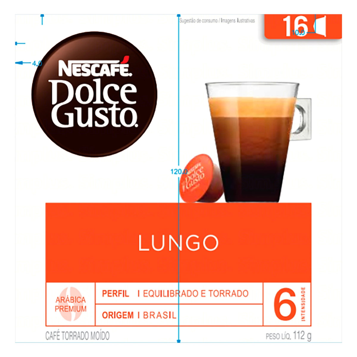 Café em Cápsula NESCAFÉ DOLCE GUSTO Lungo 16 Cápsulas