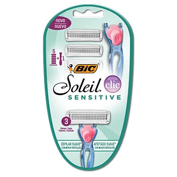 Kit 1 Aparelho Recarregável 5 Cargas Para Depilar Sensitive Bic Soleil Clic