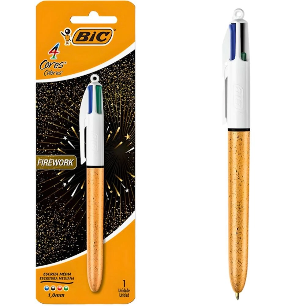 Caneta Esferográfica 4 Cores Ponta Média Firework Bic