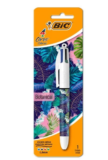 Caneta Esferográfica 4 Cores Ponta Média Flora Bic