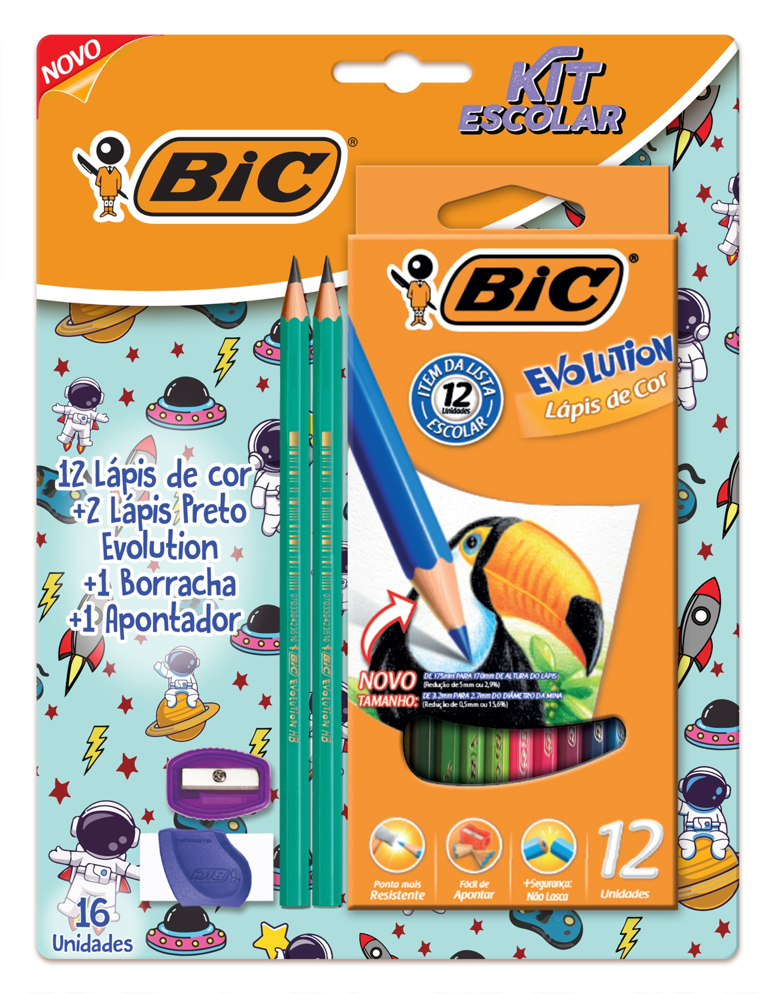 Kitbic Escolar Colorir 12 Lapis Cor 2lapis Borracha Apontador 524346 Bic